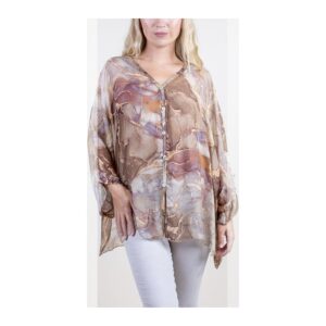 Product image for Marbling (Camel) 2-Piece Silk Top