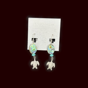 Product image for Turtle w/Abalone, TQ Sterling Silver Earrings