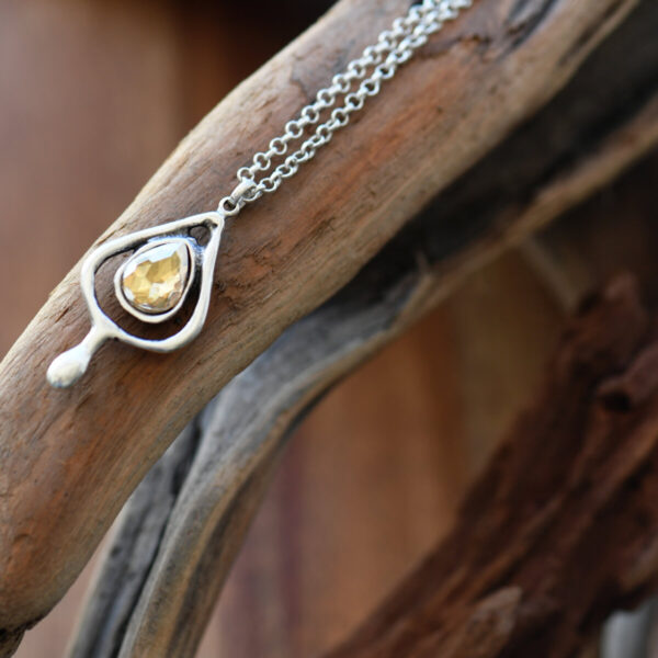 Product image for Spade Pendabr w/Pale Yellow Crystal Necklace