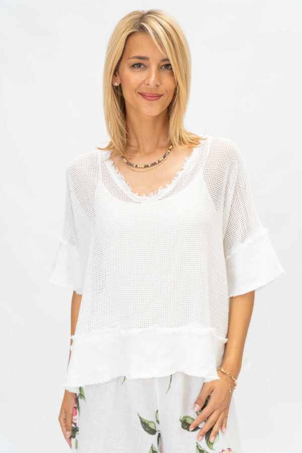 Product image for Cotton Square Mesh Top w/Tank