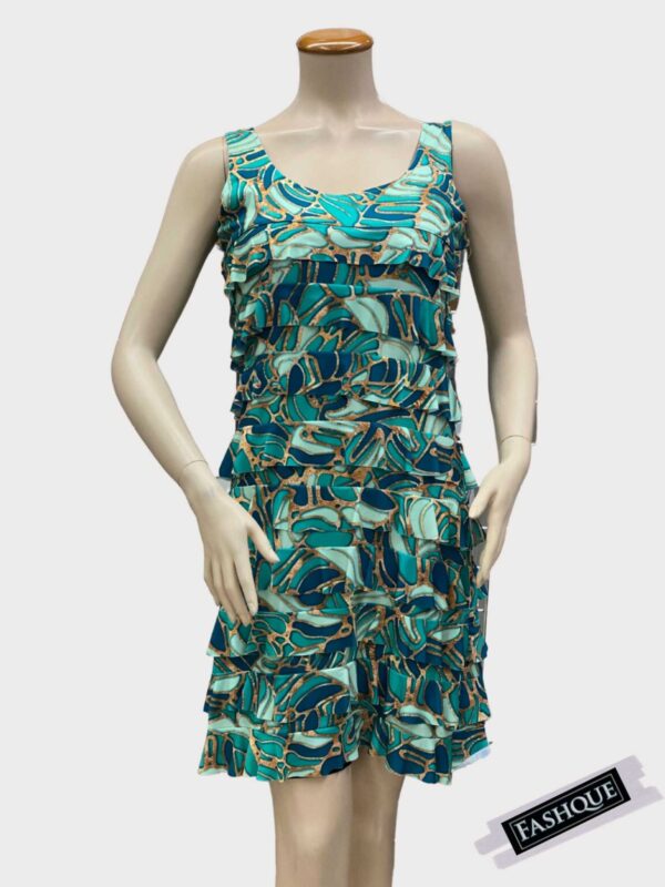 Product image for ChaCha Ruffle Teal Dress Round Neckline